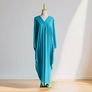 0049/ Turquoise Kaftan Dress, Vacation Resort Wear, Long Caftan